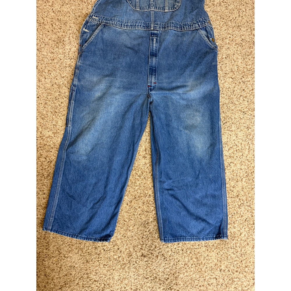 Dickies Denim Bib Overalls Mens Blue Carpenter Workwear 48x32 - Picture 5 of 13